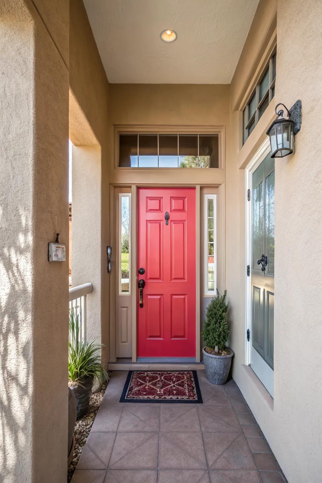 A bold door color makes a striking statement and enhances curb appeal.