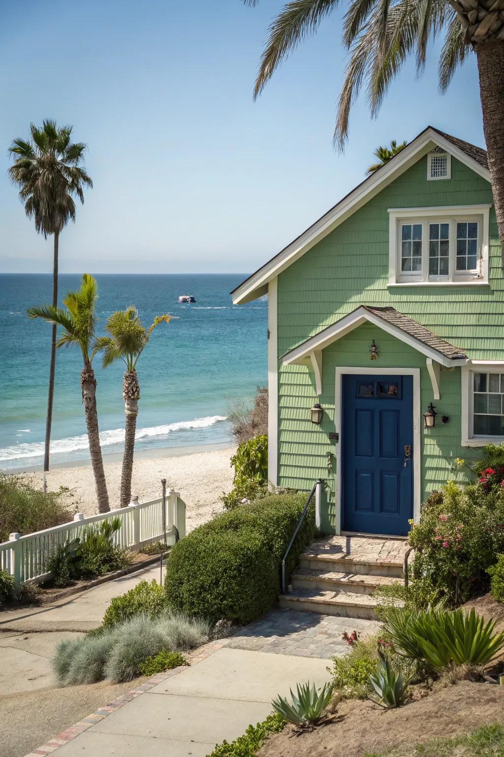 Deep blue or teal offers a refreshing coastal vibe.
