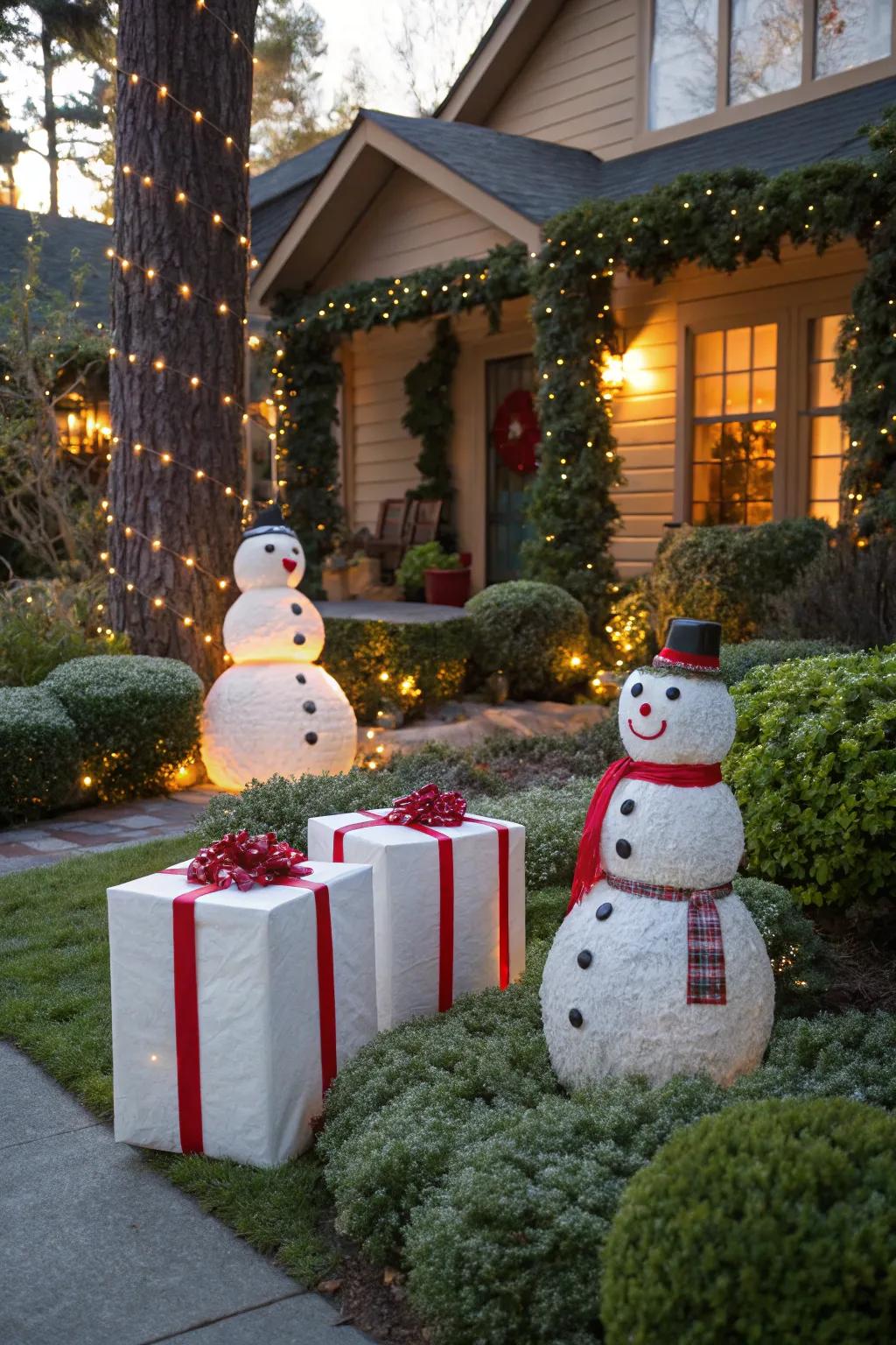 Themed scenes transform your yard into a storybook Christmas.