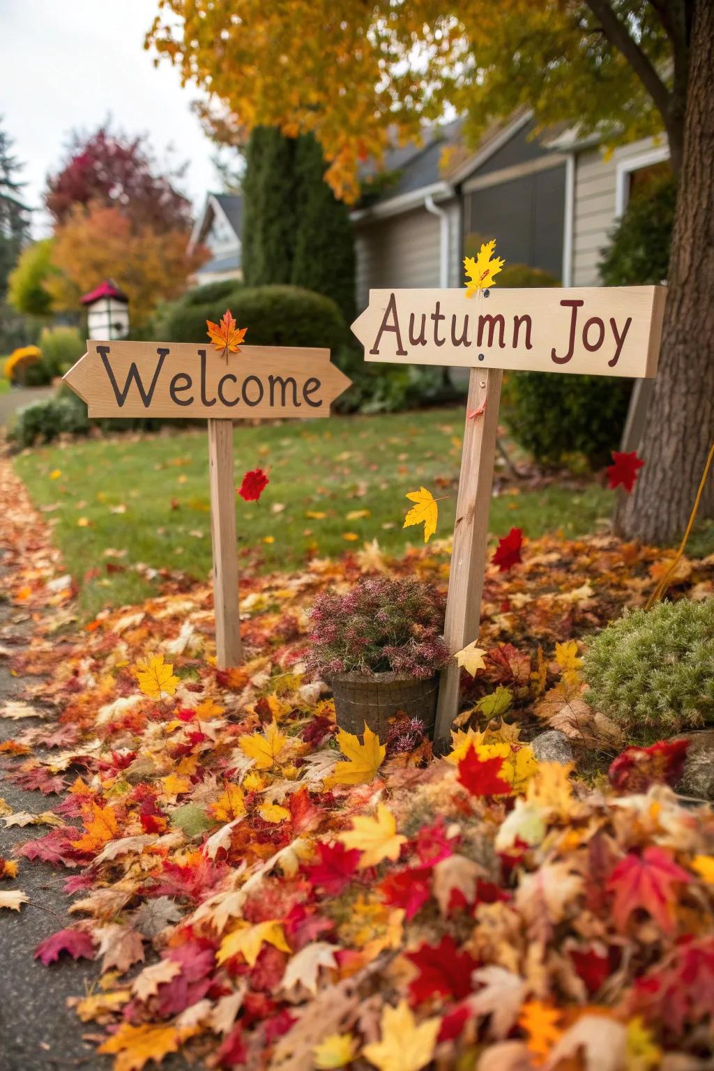 Welcome guests with charming fall-themed signage.