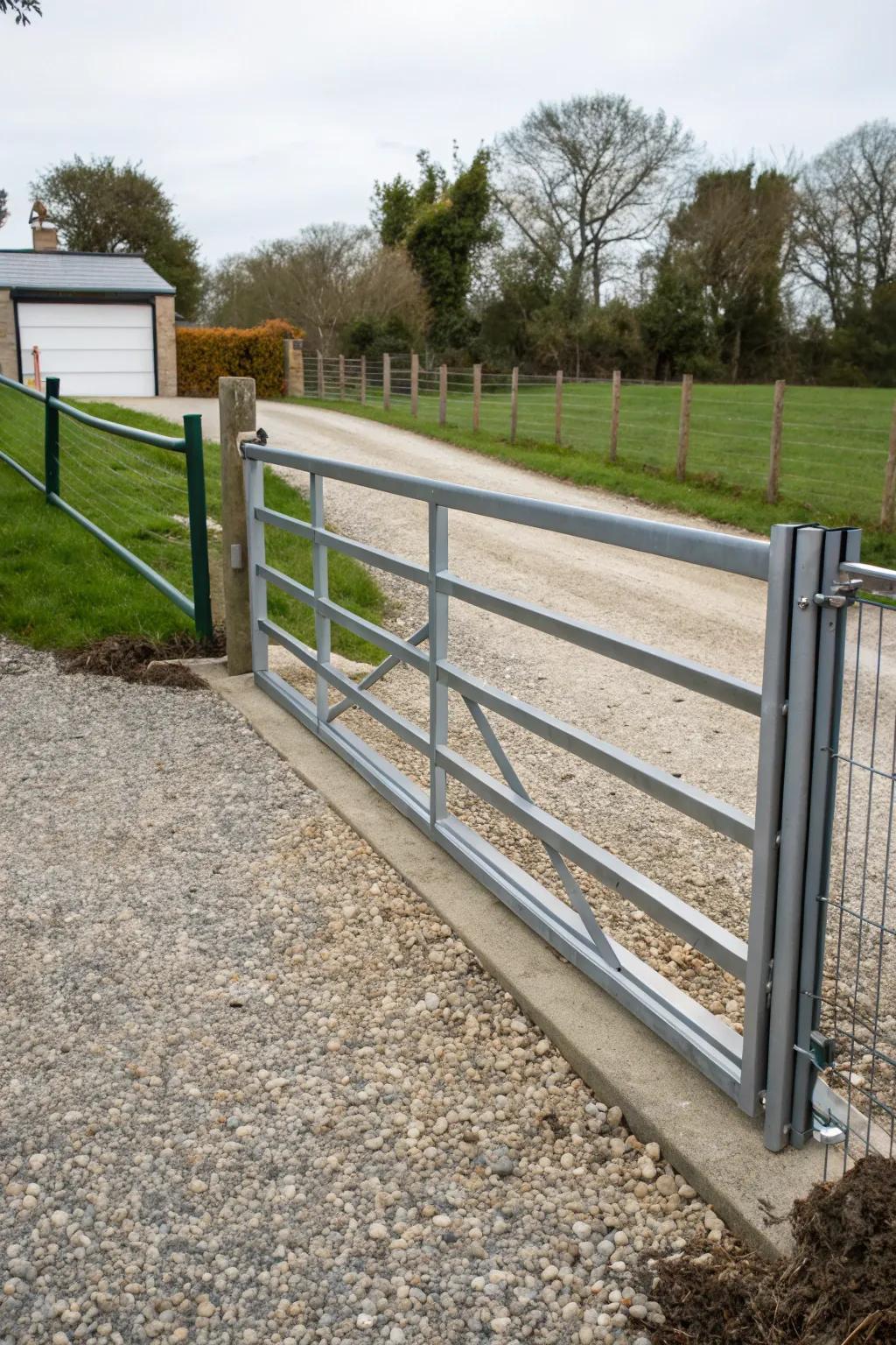 A space-saving sliding gate that combines sophistication with practicality.