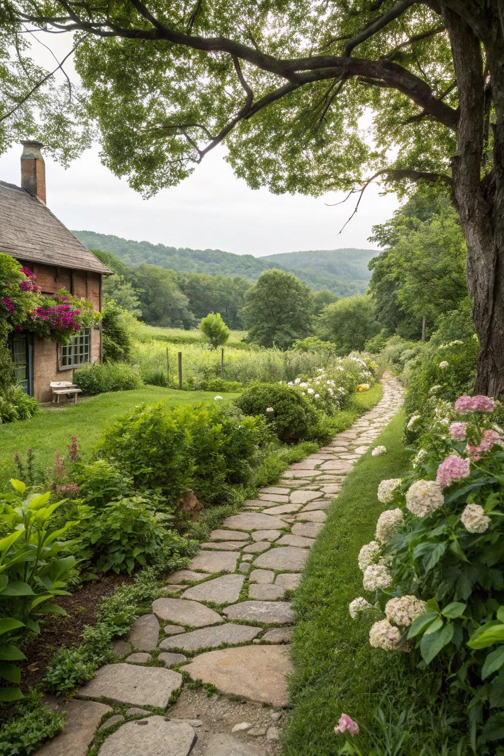 Stroll along a picturesque stone path in your backyard