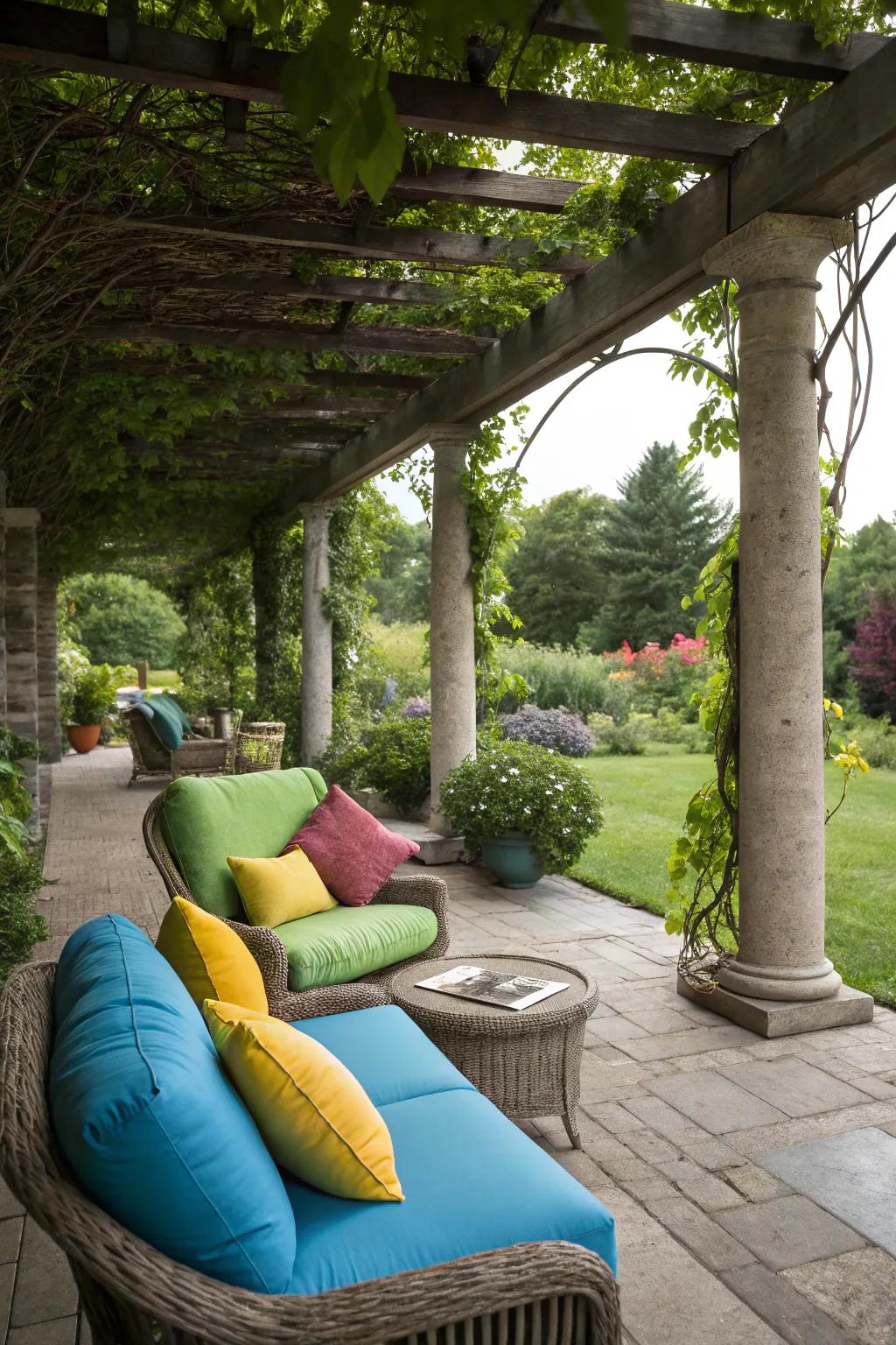 Comfortable seating makes your pergola the perfect relaxation spot.