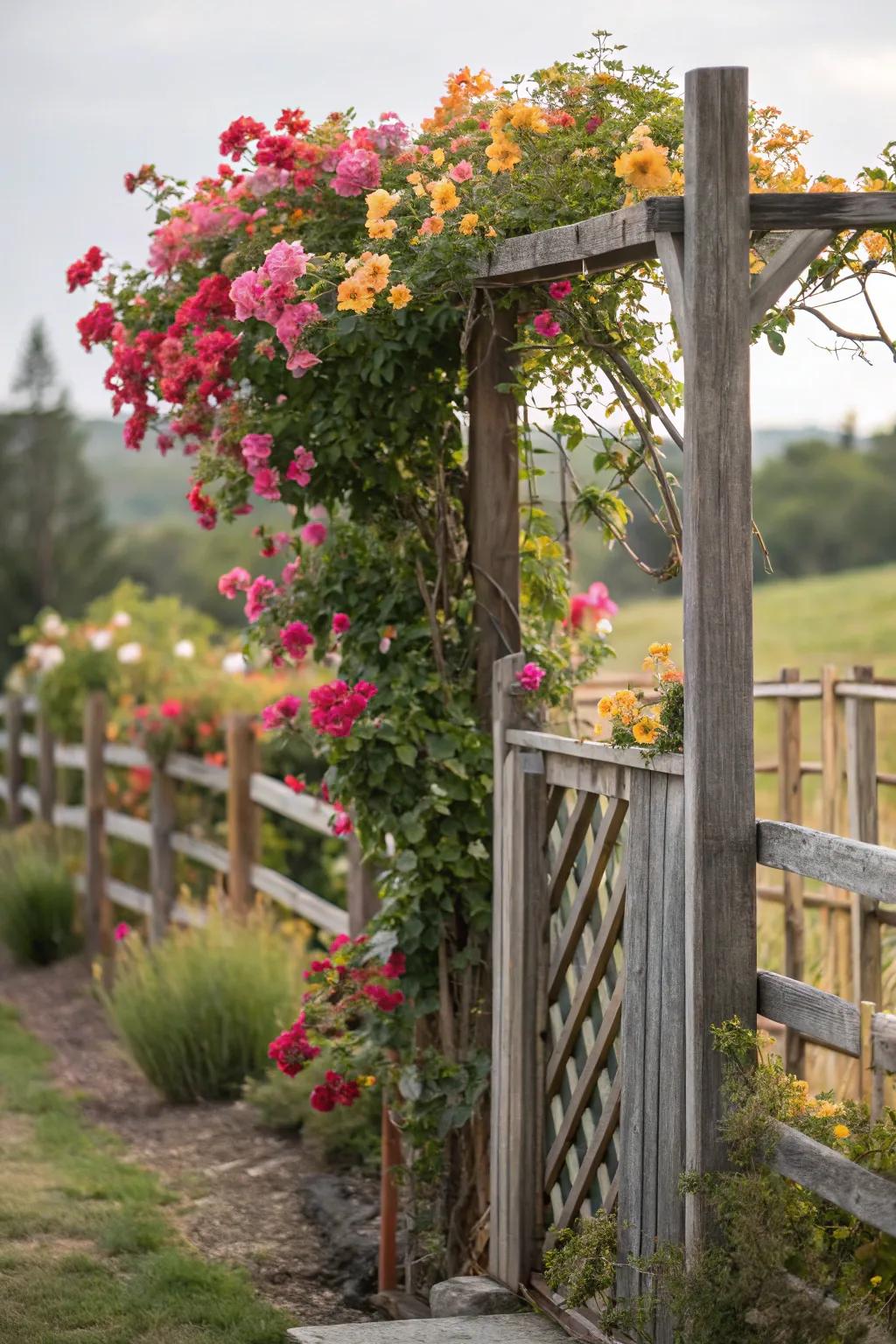 A blooming trellis creating a stunning floral display.