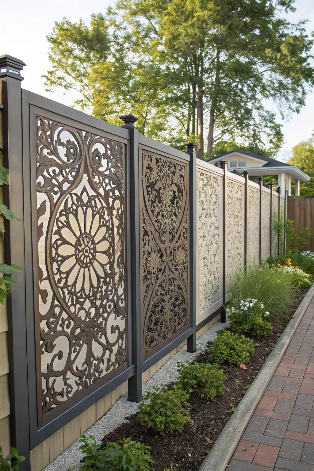 Decorative panels add artistic flair to your outdoor space.