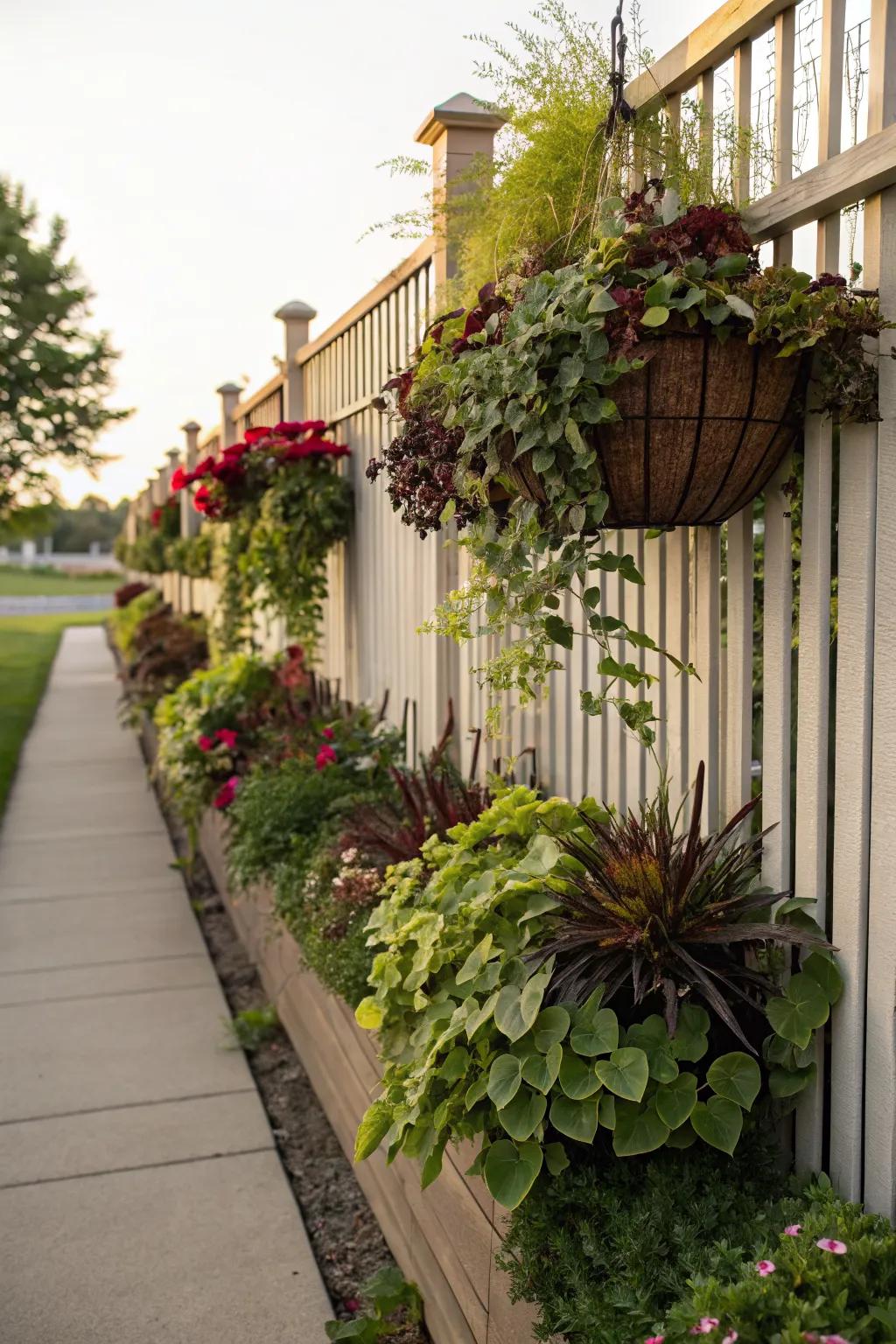 Lush greenery extending a garden fence naturally.