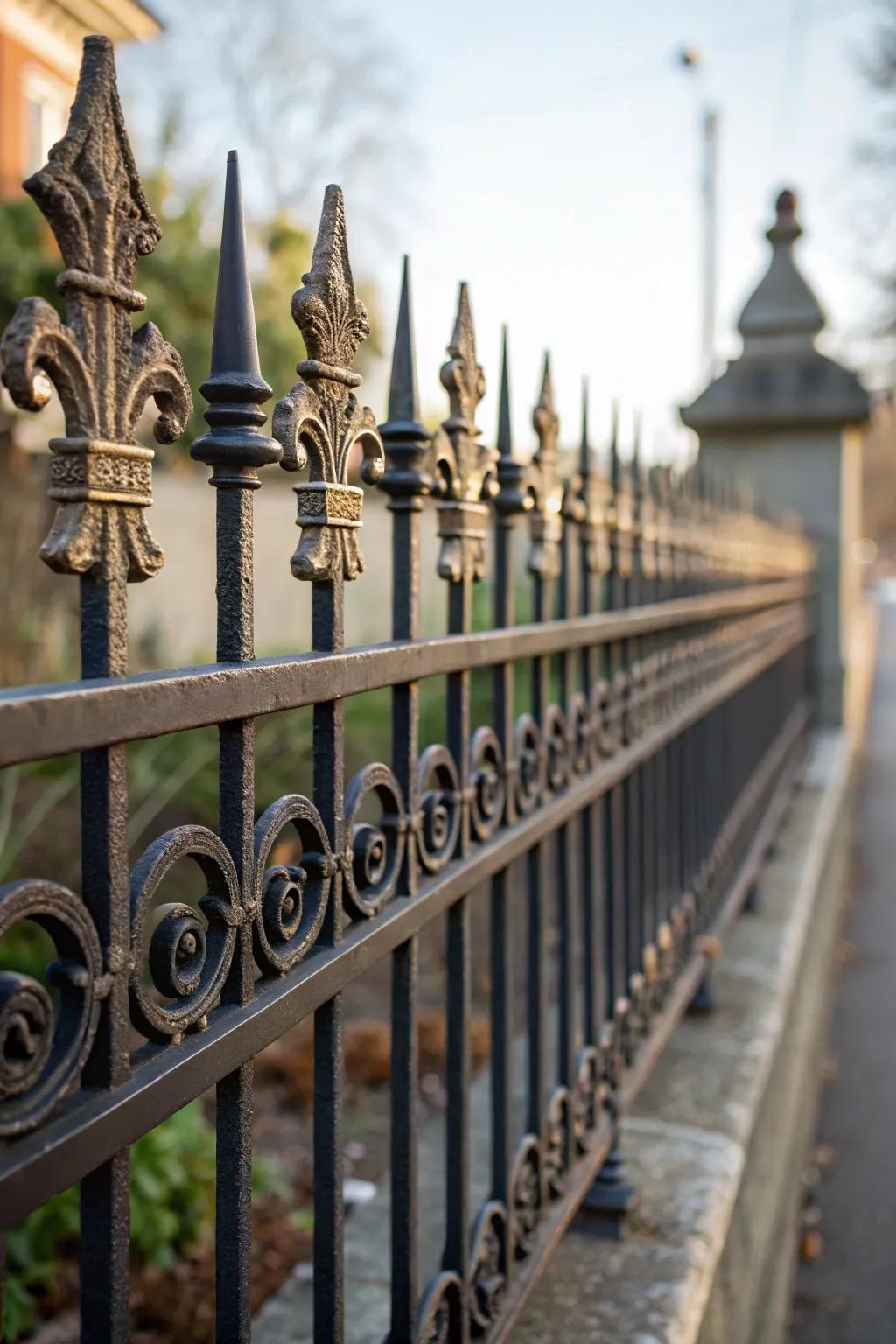 Ironwork turns fences into artistic masterpieces.