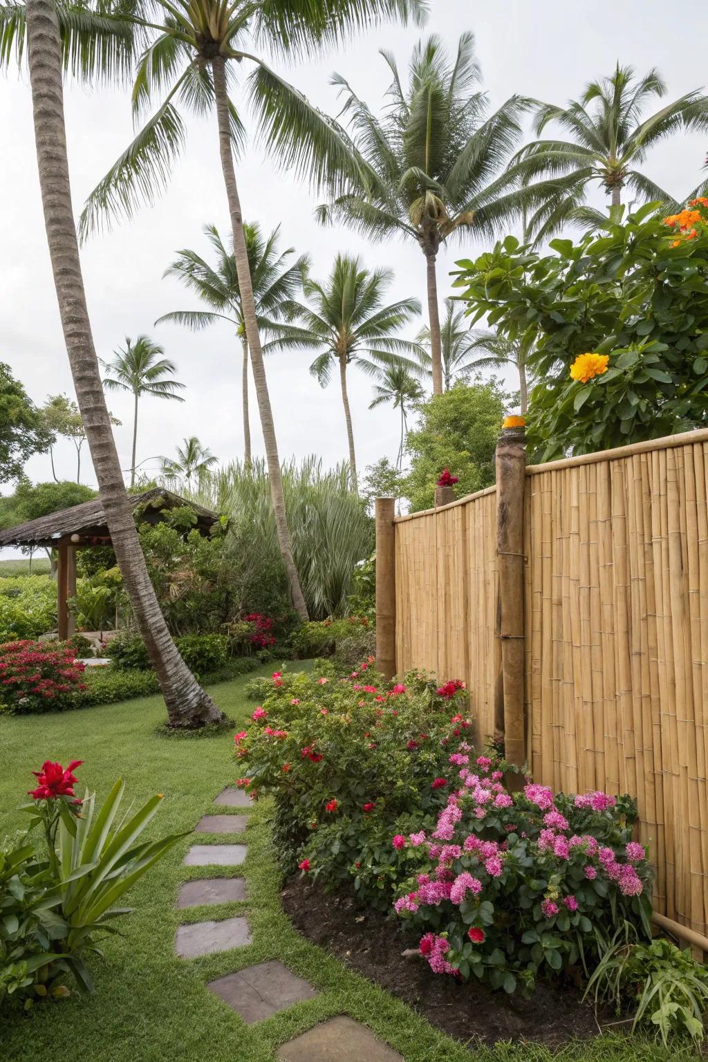 Bamboo screens offer privacy with a tropical flair.