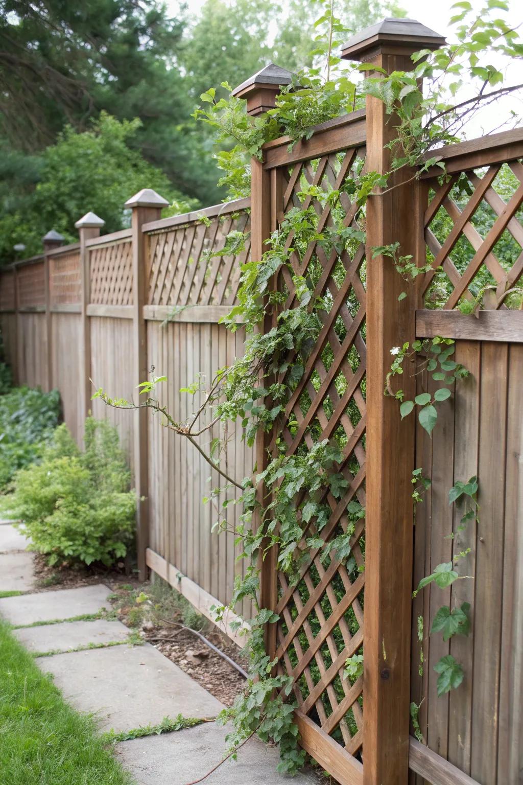 Lattice tops add charm and support for climbing plants.