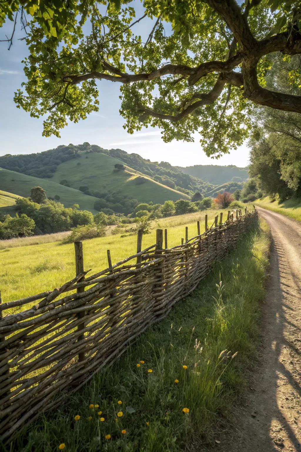 Embrace rustic charm with a traditional wattle fence.