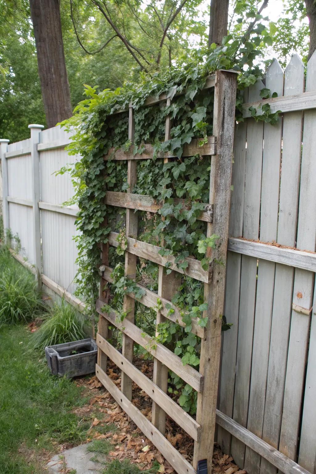 Recycled material trellises offer an eco-friendly privacy solution.
