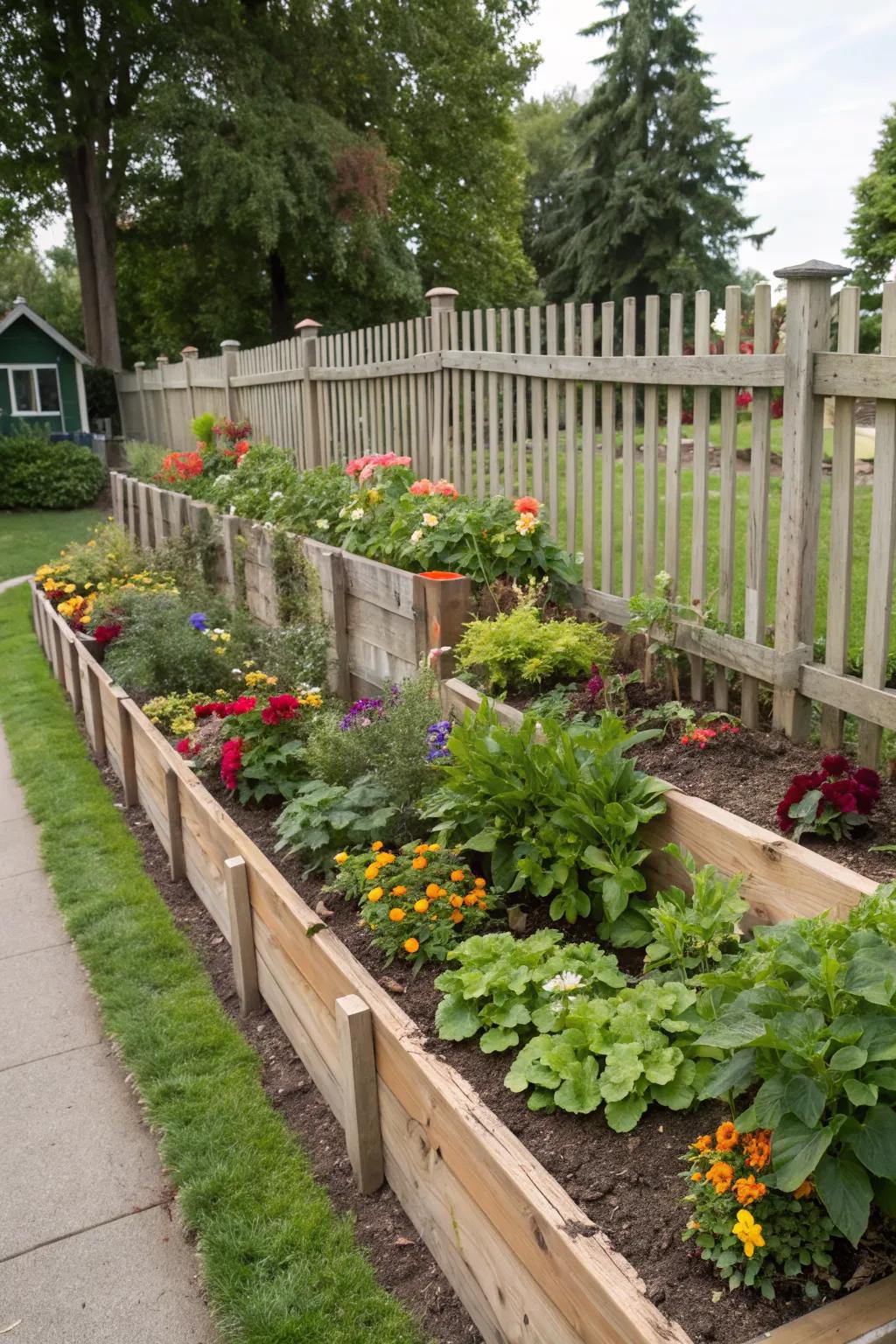 Enhance your garden with tiered planting beds for added dimension.