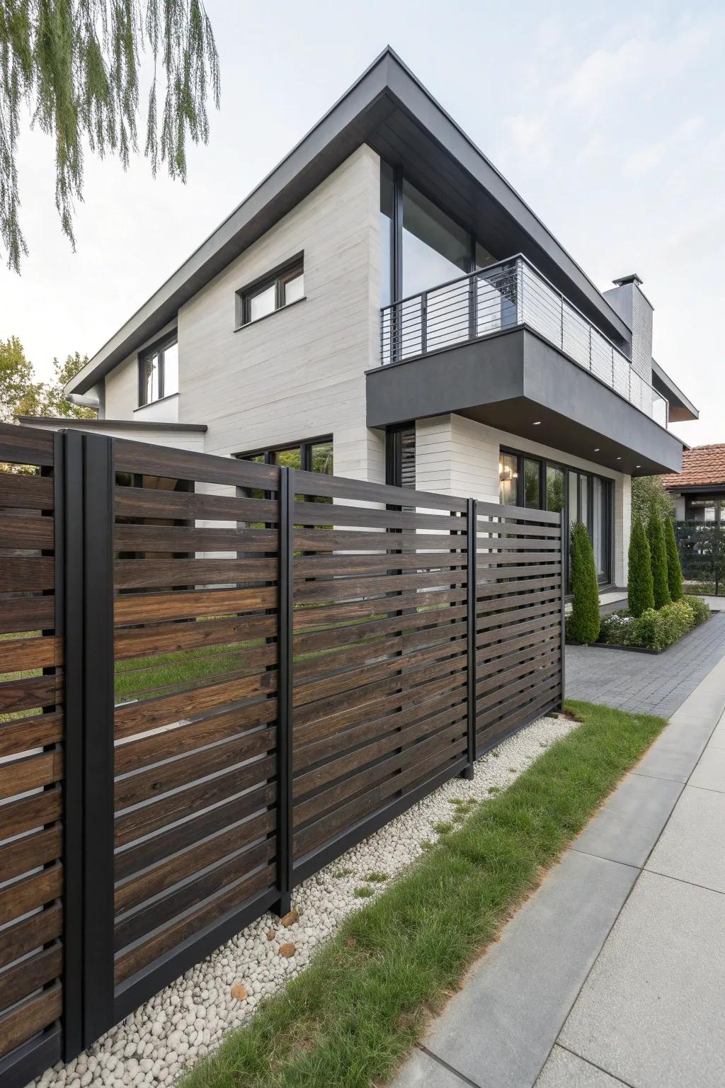Modern flair: Horizontal slat fencing for contemporary homes.