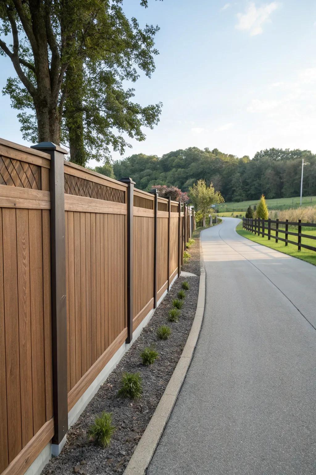 Composite fencing offers the beauty of wood with less maintenance.