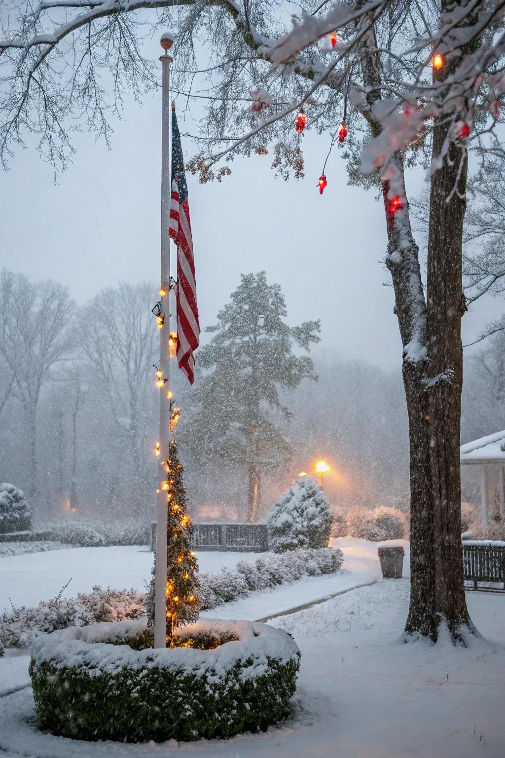 Holiday-themed lights bring festive cheer to your flagpole.
