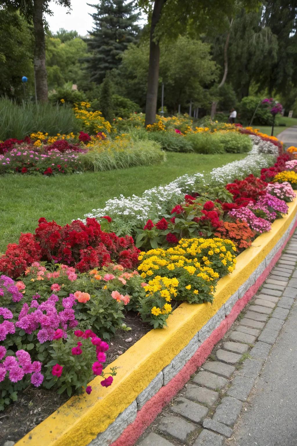 Flower beds that pop with contrasting color edging.