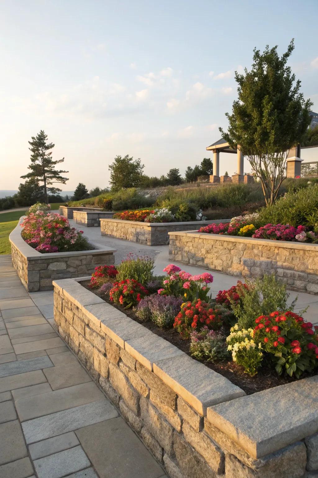 Raised stone edges that lift your garden design to new heights.