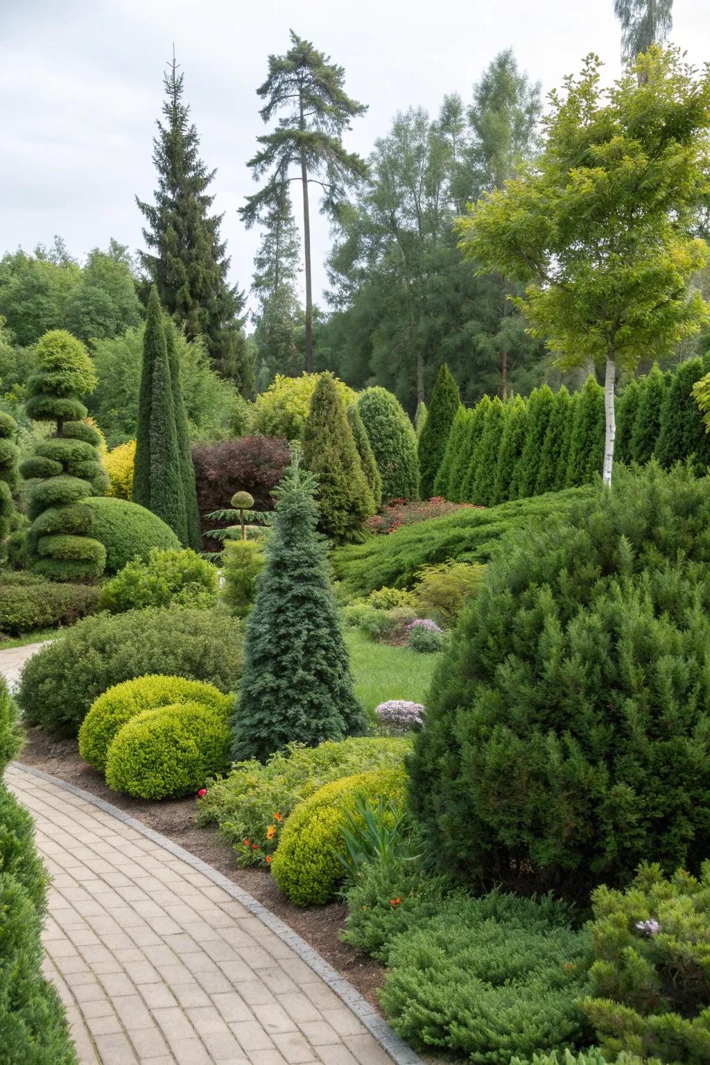 Enjoy year-round greenery with evergreen plants.