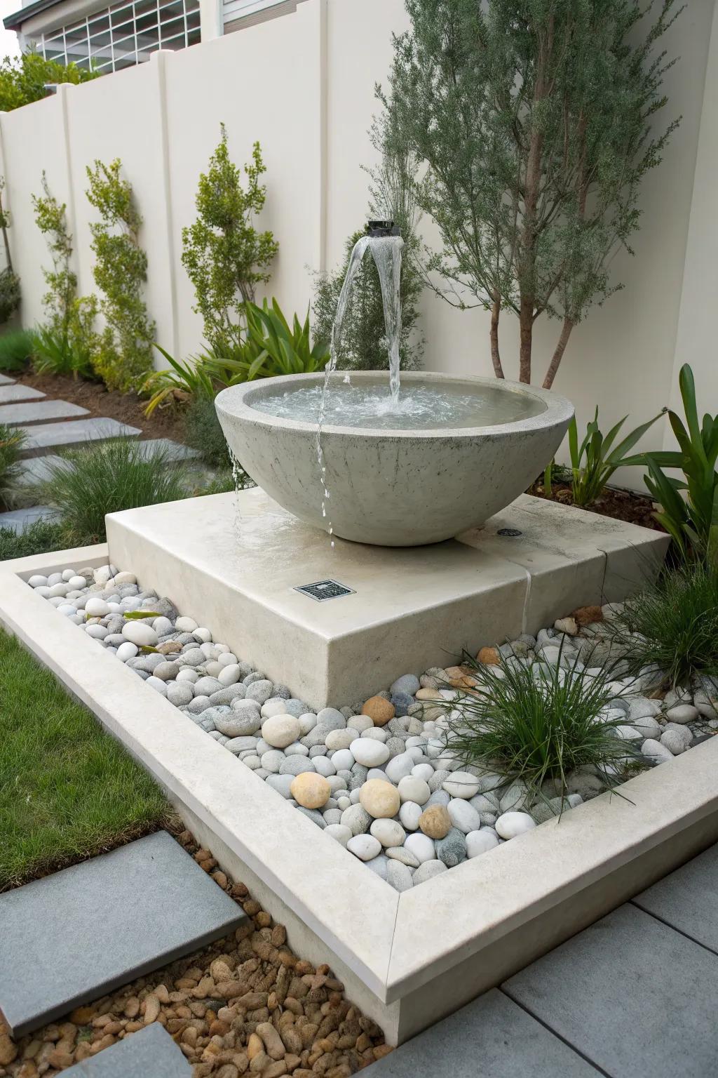 Modern concrete bowls provide a chic and minimalist foundation.