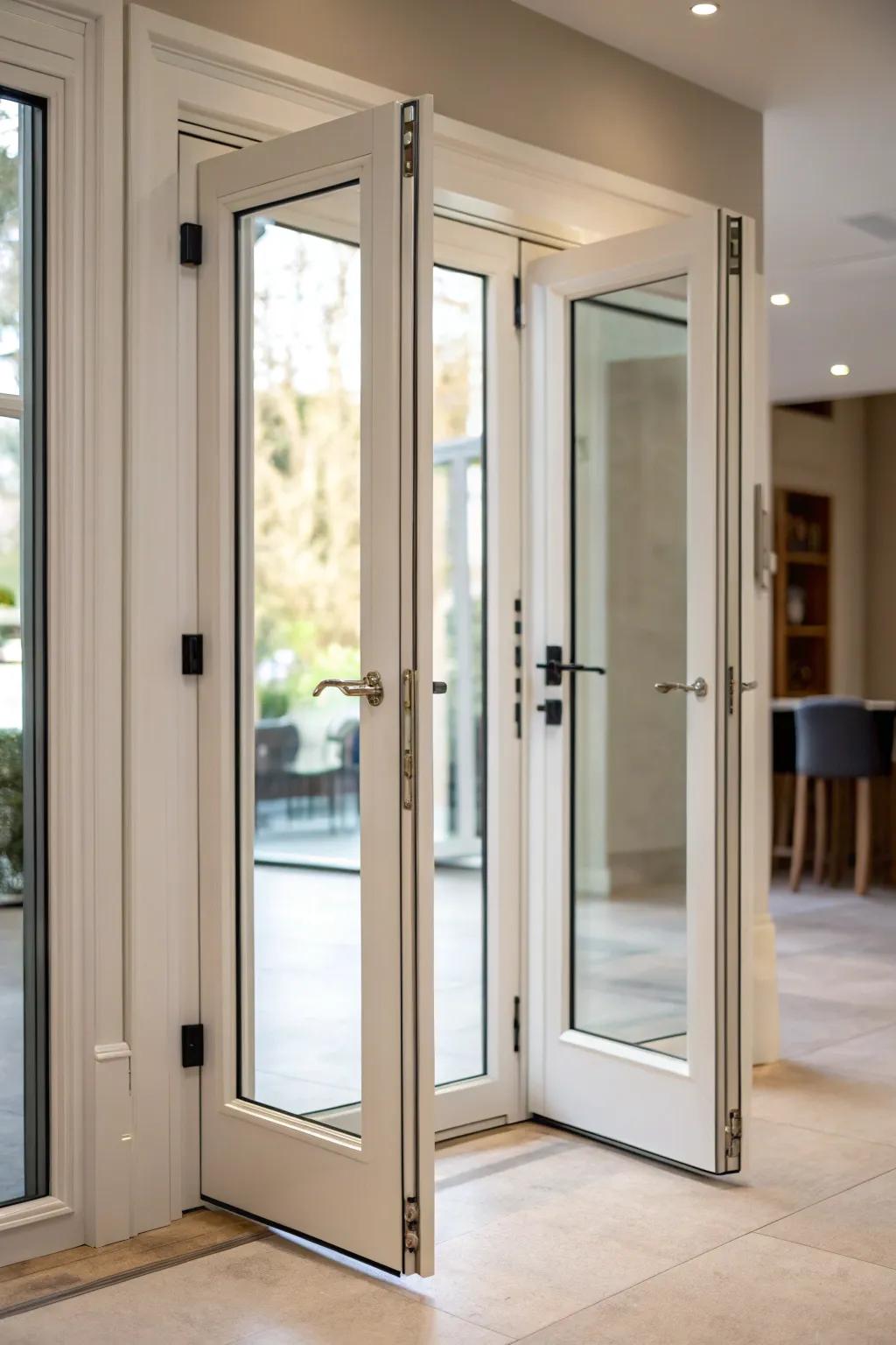 Modern French doors for a sleek, contemporary look.