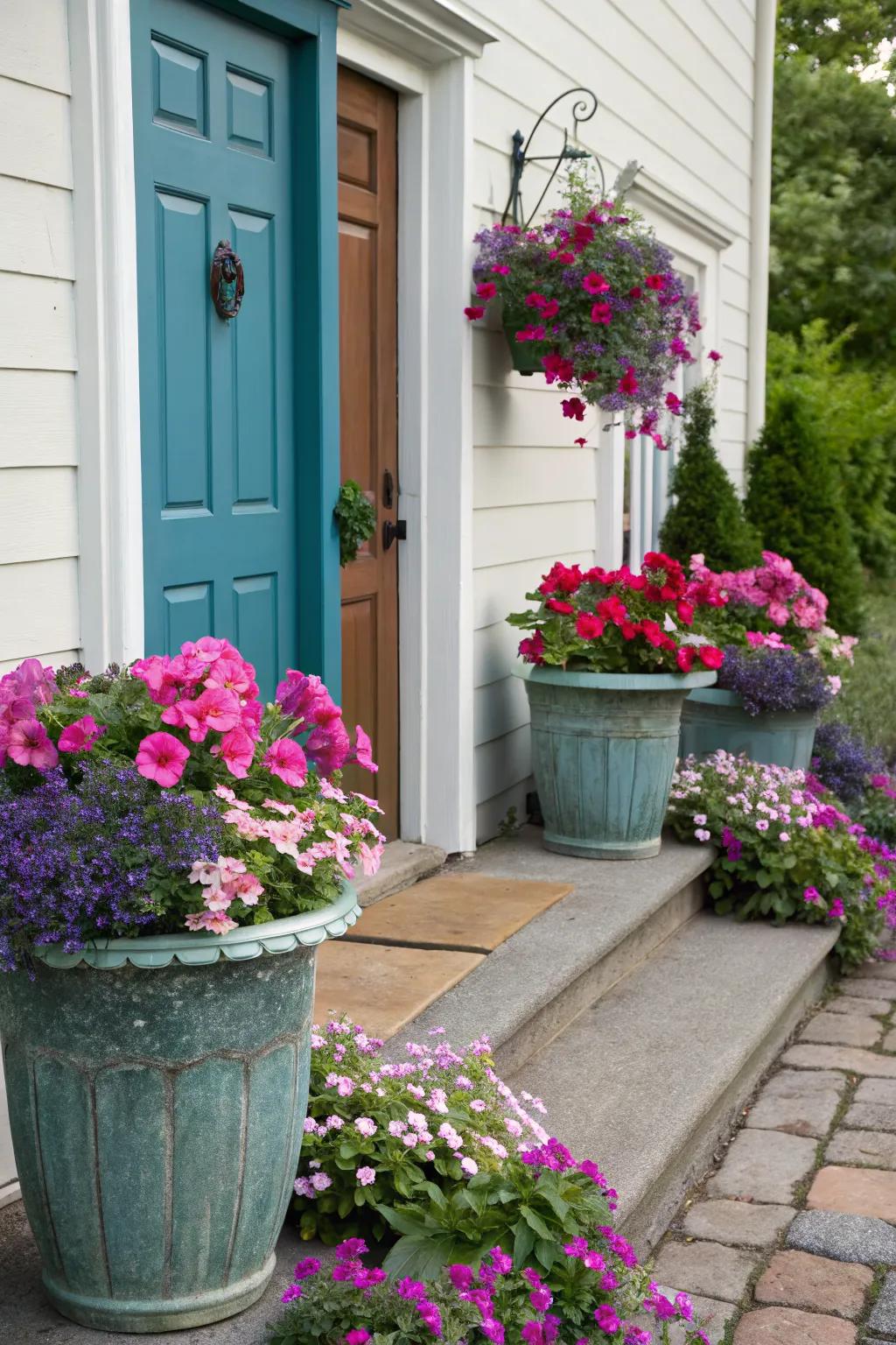 Cohesive color coordination with flower pots