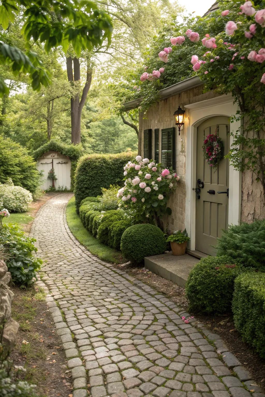 Infuse rustic charm with cobblestone pathways.