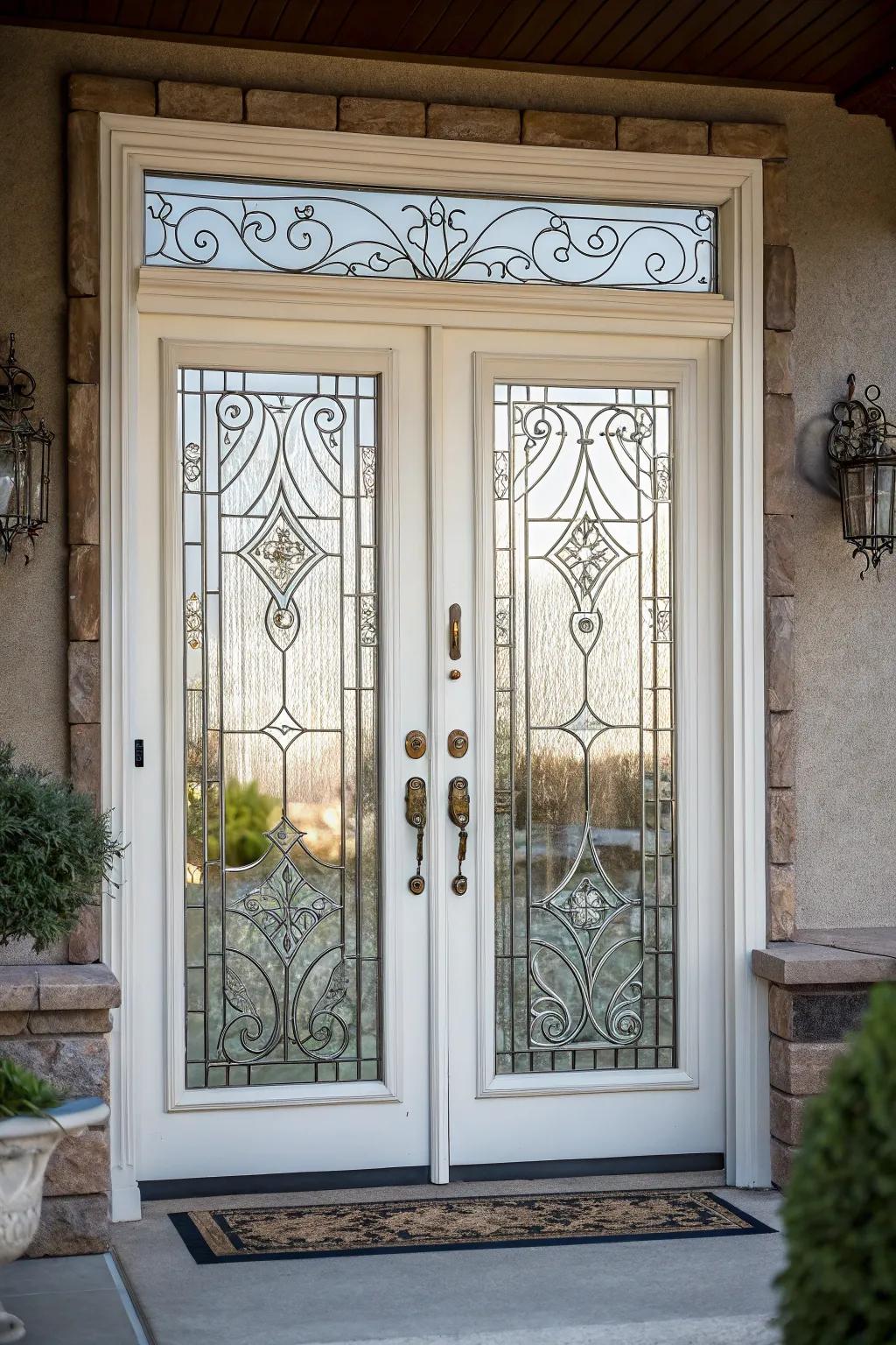 Symmetrical glass designs add a touch of balance and harmony.