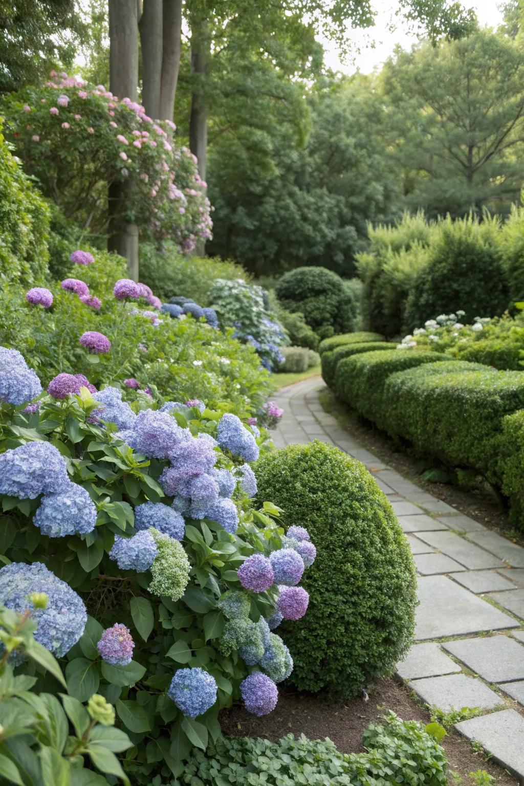 Layered plants add depth and dimension.