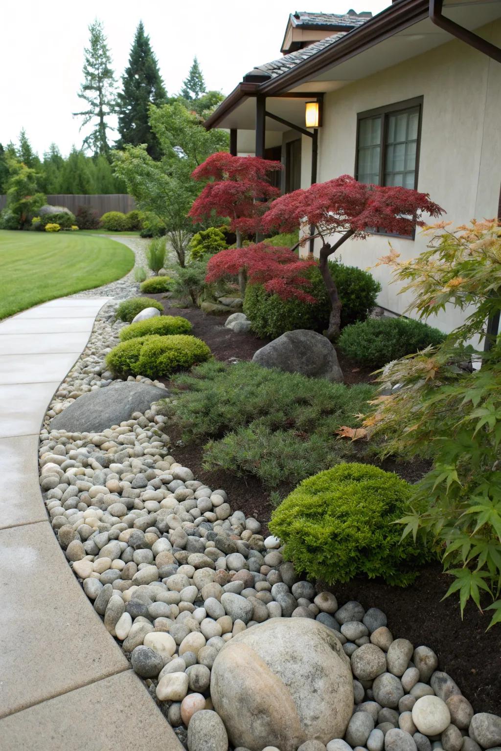 Bring serenity to your front lawn with a Zen-inspired flower bed.
