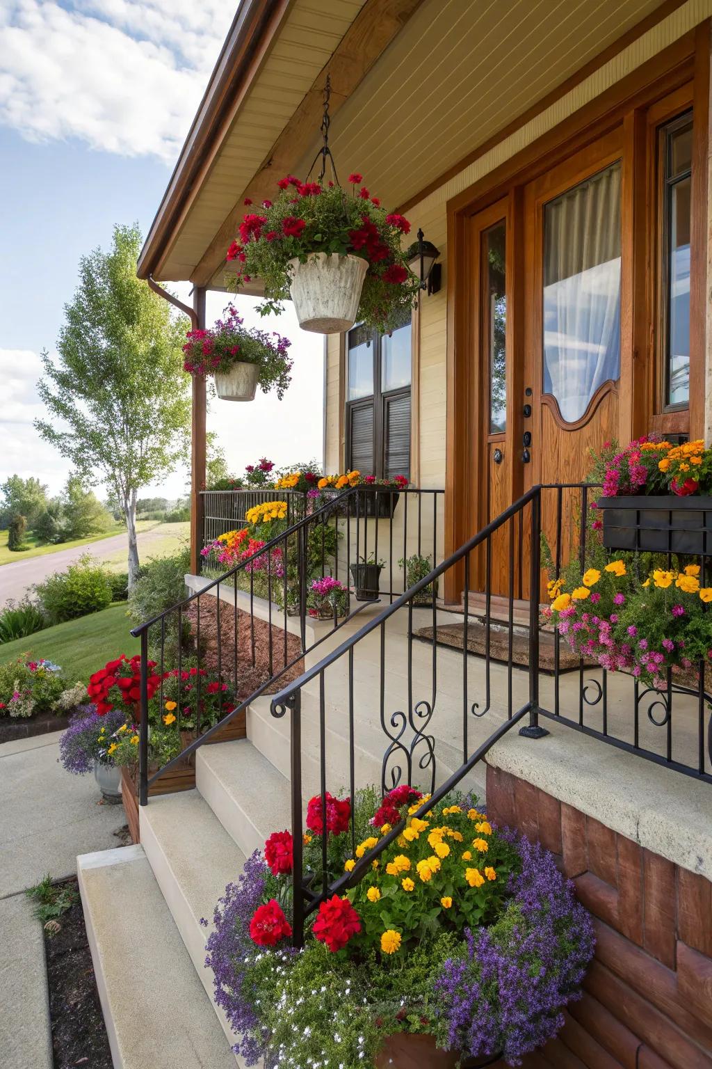 Decorative planters add a splash of color and life to your porch.