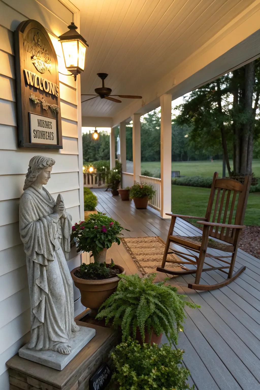 Welcome statues greet your guests with warmth and hospitality.