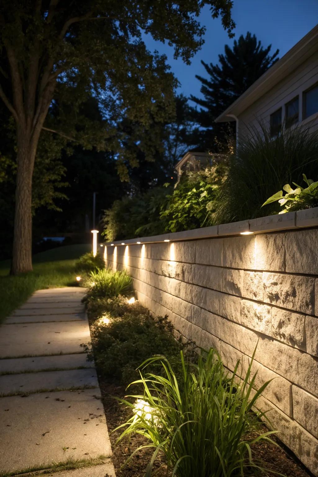 Illuminate your wall for a dramatic night-time effect.