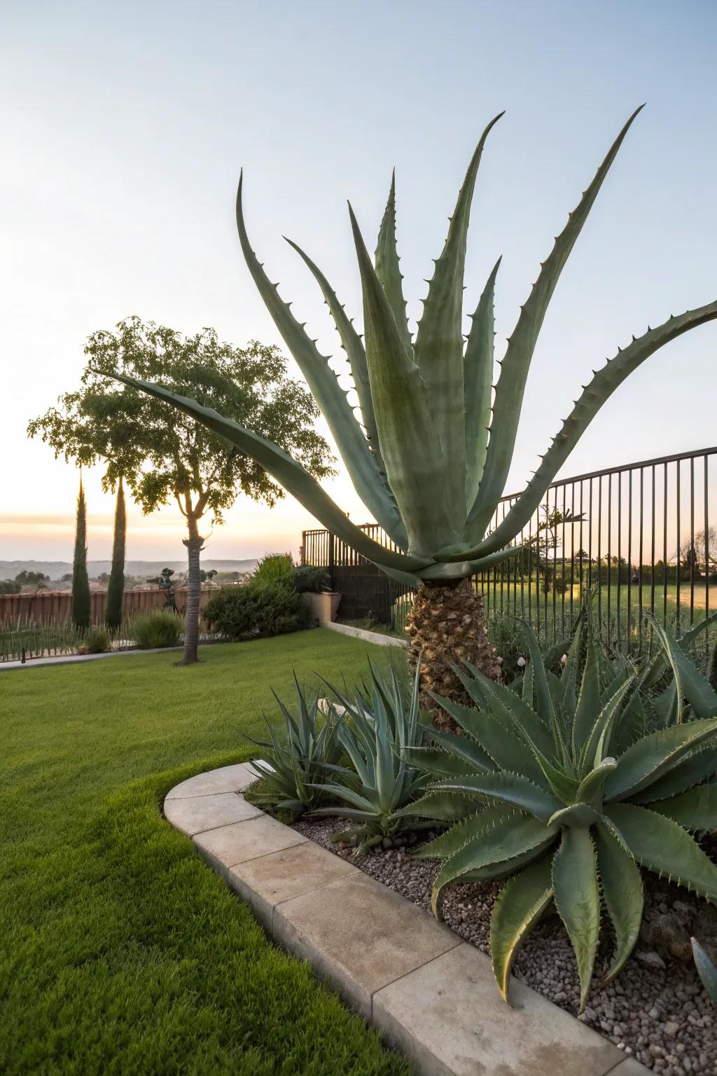 Aloe vera as a striking focal point in the garden