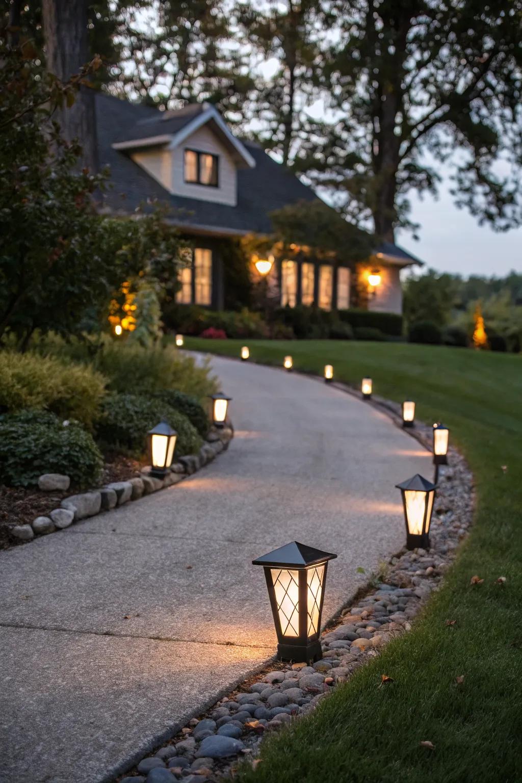 Path lights enhance safety and ambiance during nighttime.