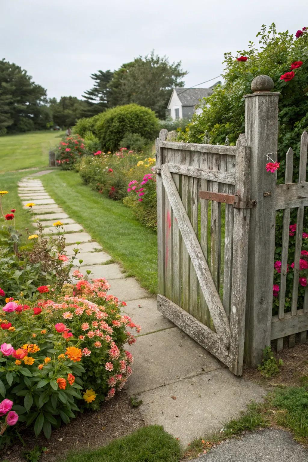 Welcome guests with a charming rustic gate.