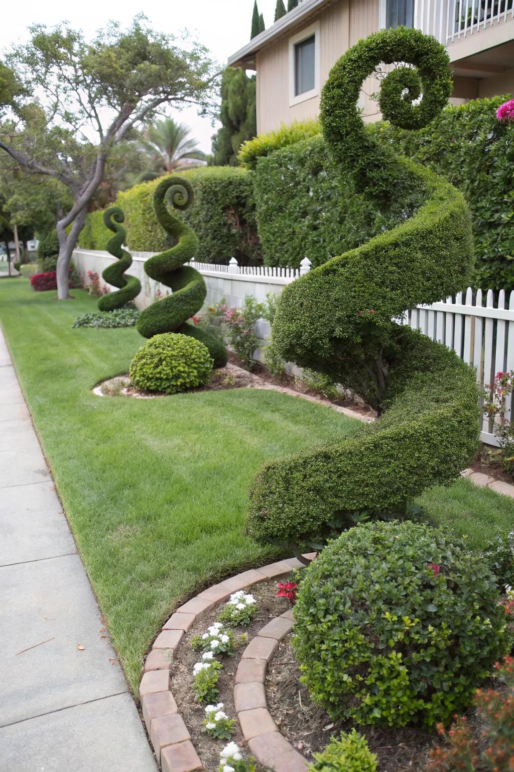 Add an artistic flair with uniquely shaped hedges.