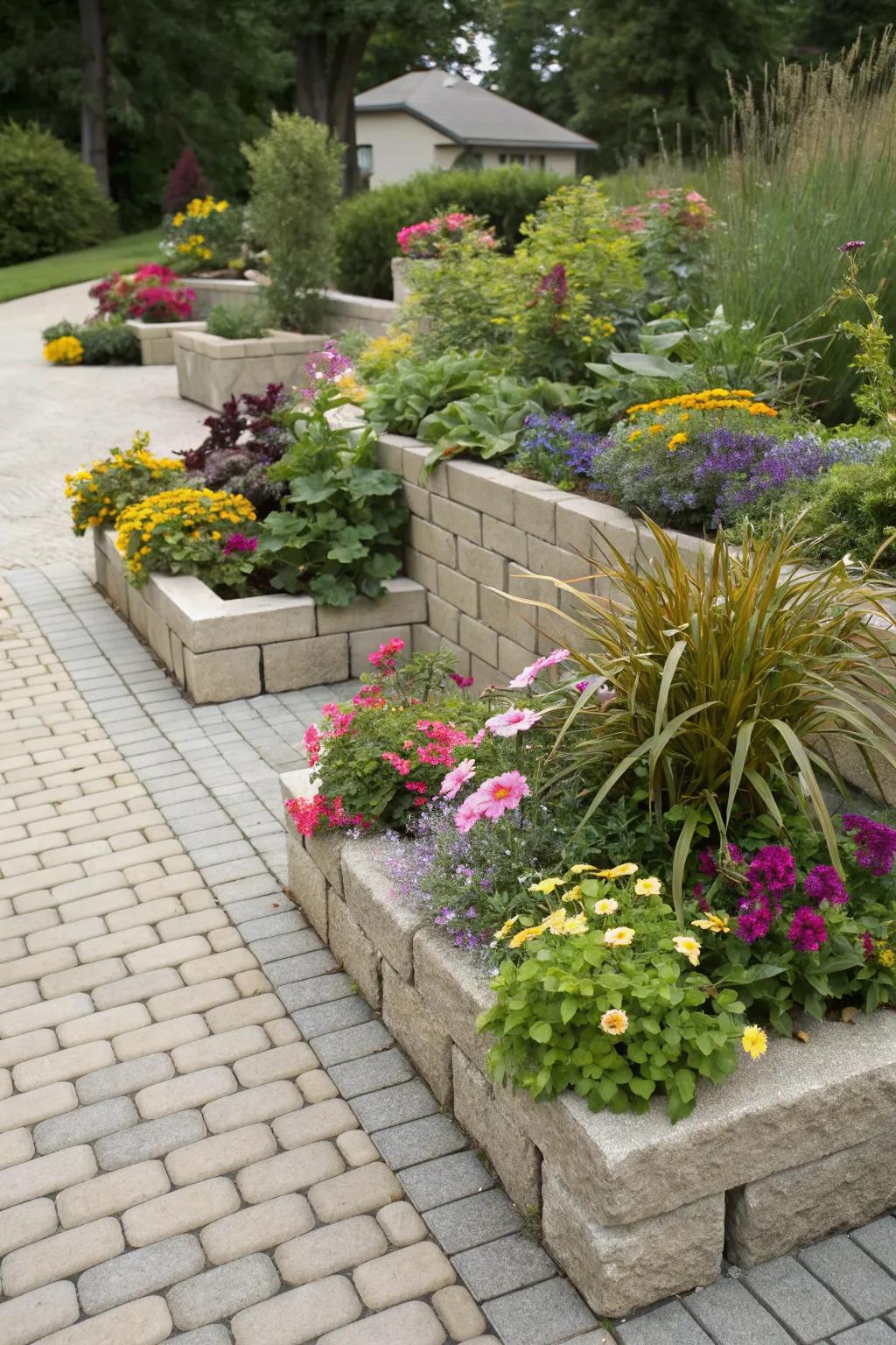 Add structure and style with raised paver planters.