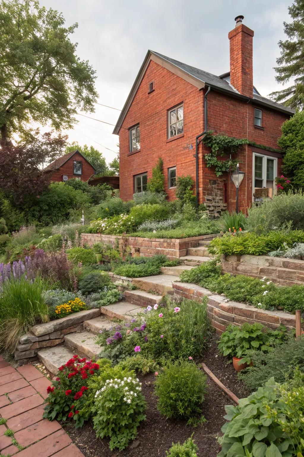 Layered planting adds depth and dimension to this garden.