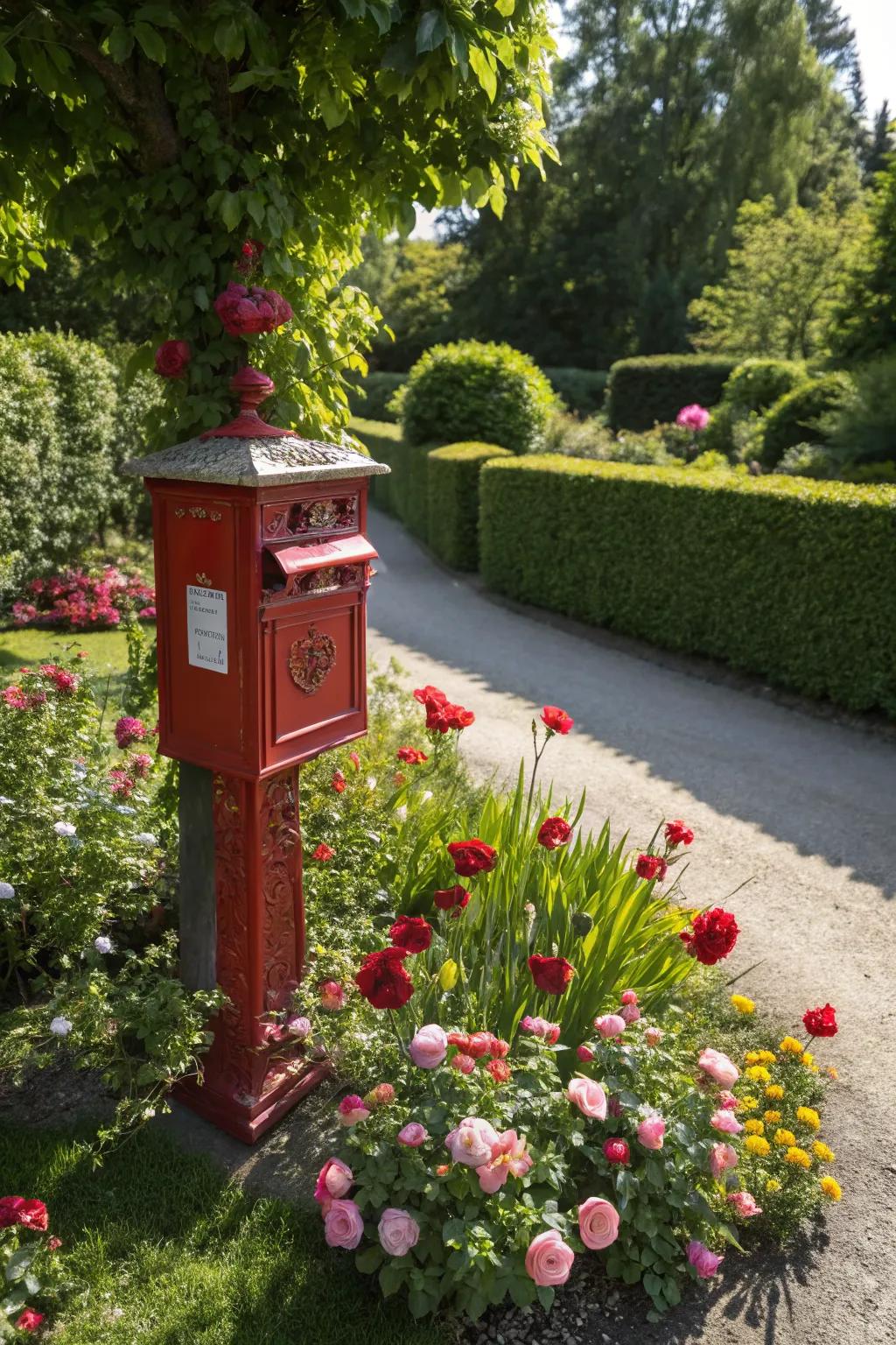 A floral-adorned mailbox that celebrates nature's beauty.