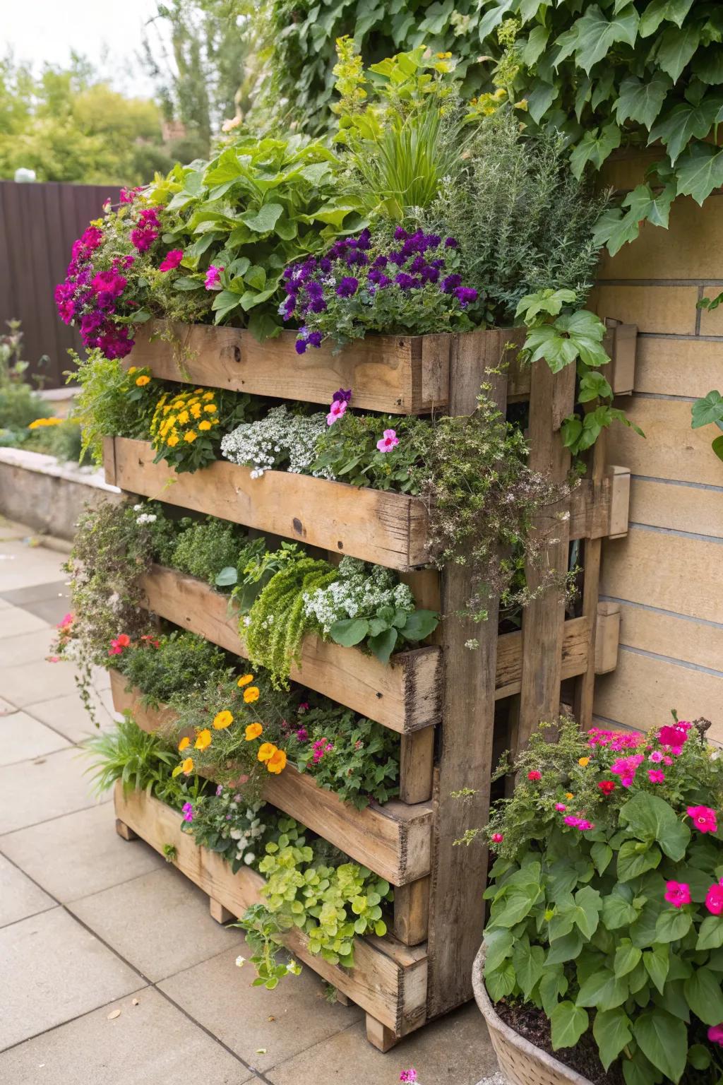 Create a lush display with a vertical garden.