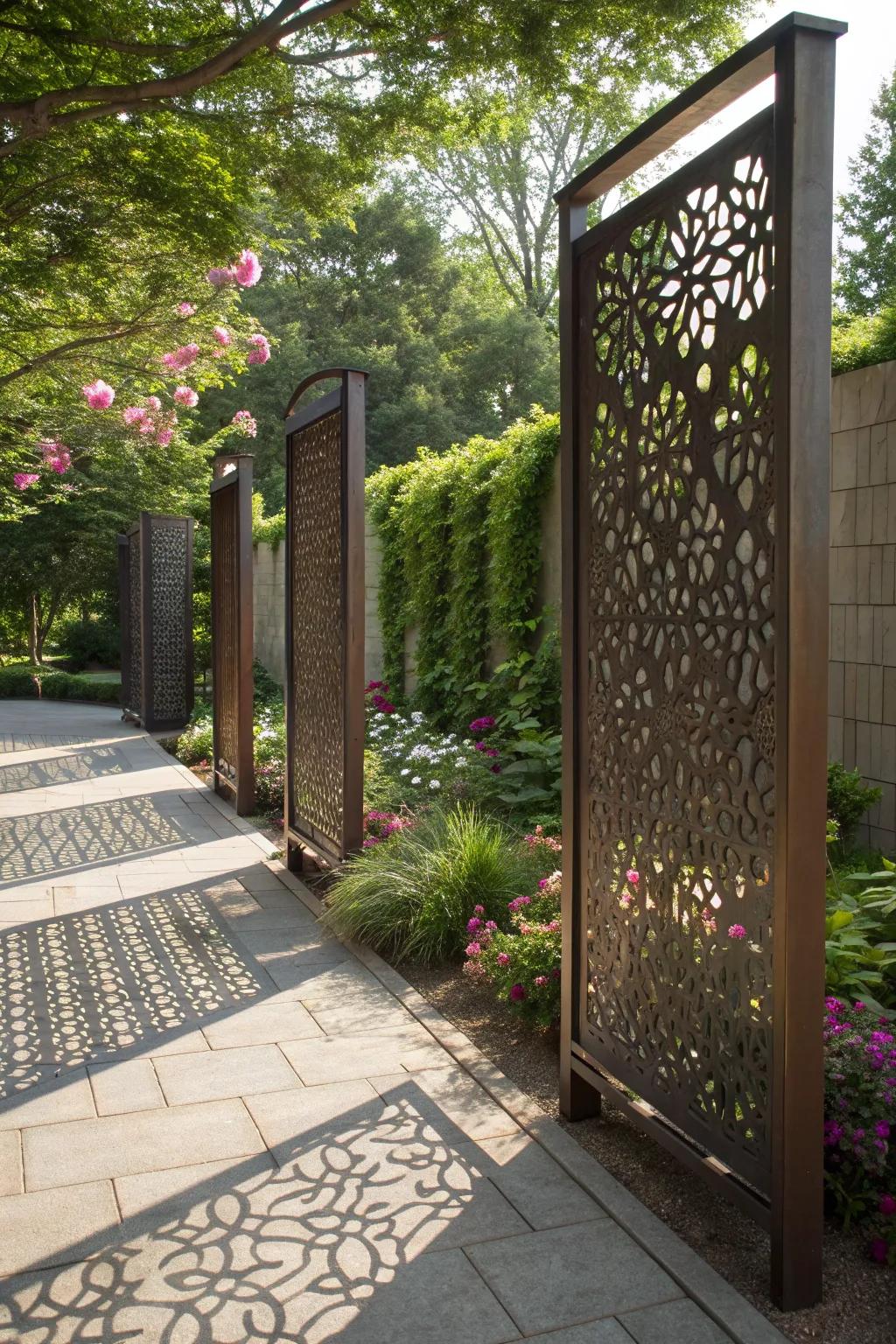 Modern screens add a chic and contemporary touch to garden dividers.