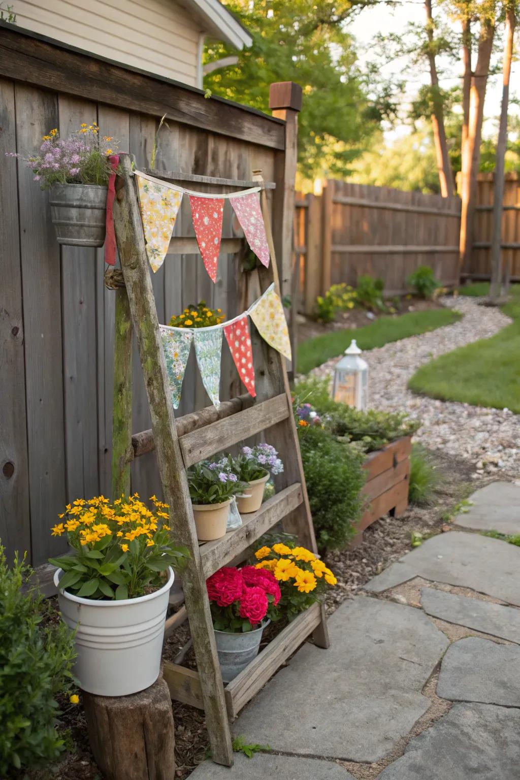 DIY wooden displays add a rustic charm to your garden flag presentation.