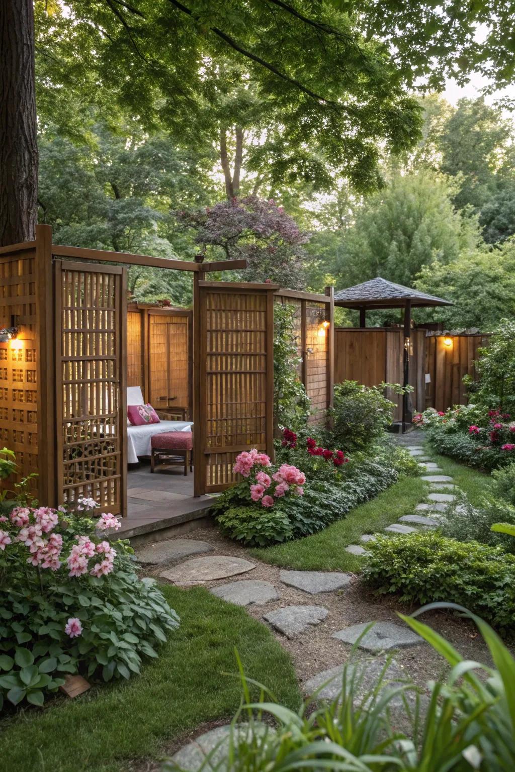 Privacy screens that transform a garden into a secluded retreat.