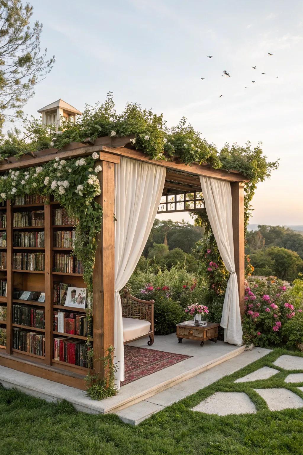 The perfect pergola reading spot.