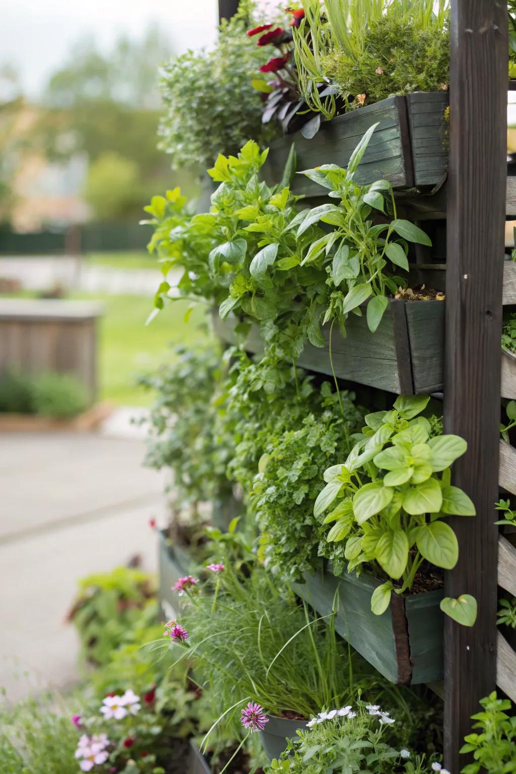 Vertical gardening maximizes space and adds beauty