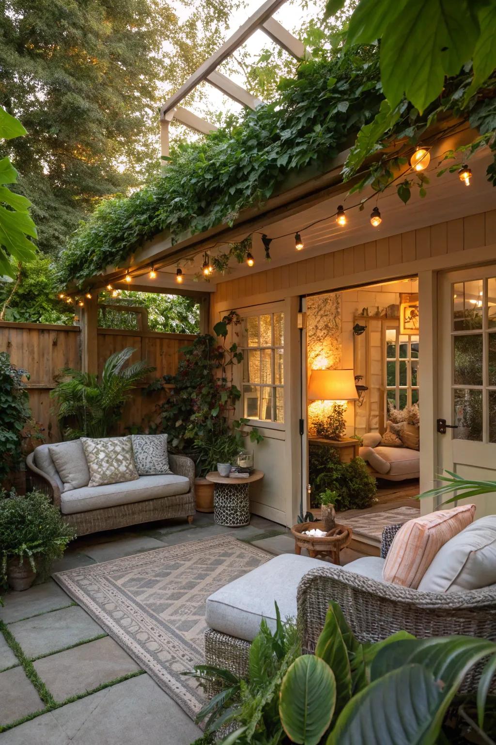 A cozy garden room interior for ultimate relaxation.