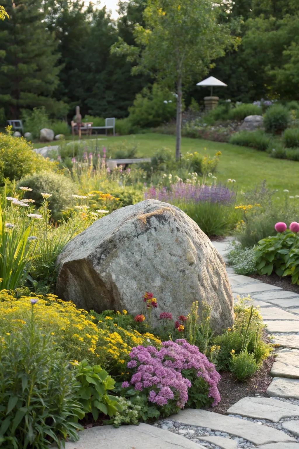 Accent stones serve as striking focal points in any garden.