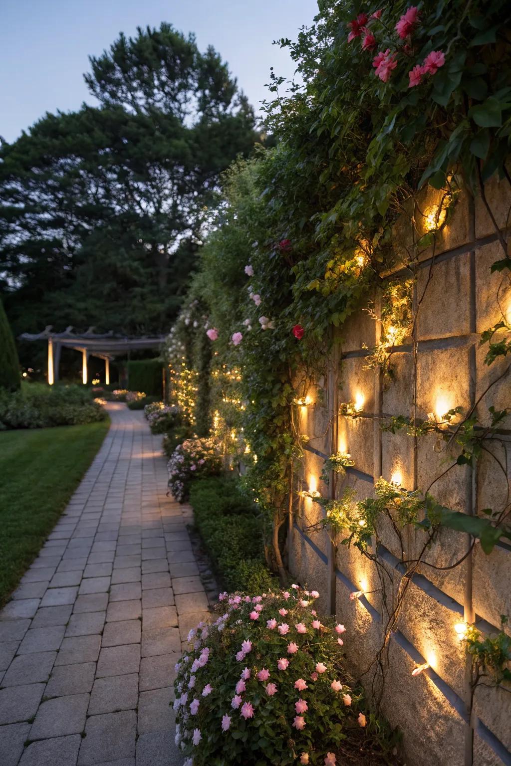 Outdoor lighting enhances the mood and highlights your garden wall.