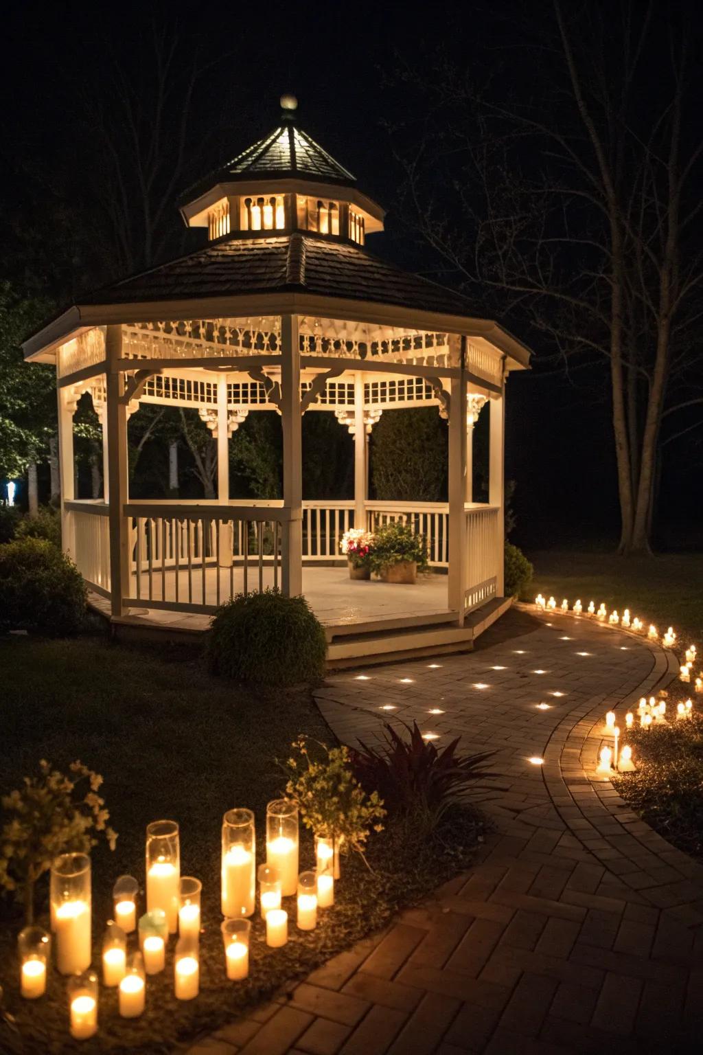 Candlelight creates an intimate atmosphere.