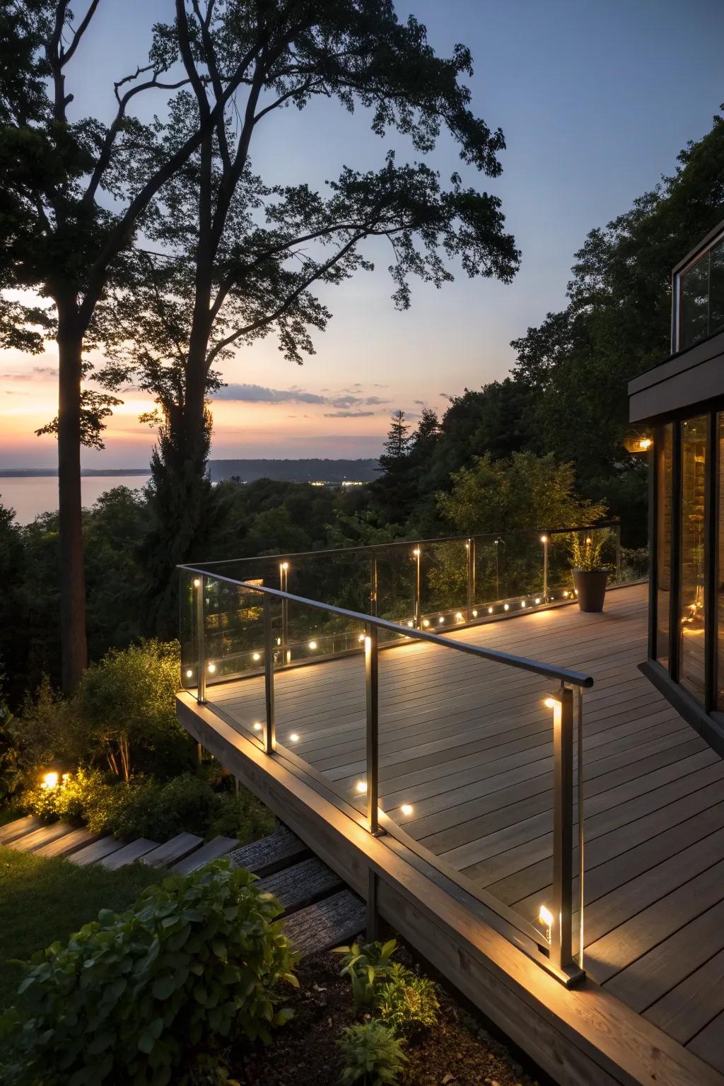 Light up your evenings with illuminated glass railings.